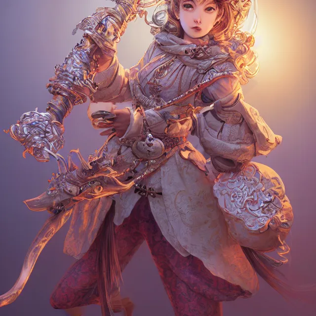 Image similar to the portrait of neutral good colorful female cleric bard as absurdly beautiful, gorgeous, elegant, skinny young gravure idol, an ultrafine hyperdetailed illustration by kim jung gi, irakli nadar, intricate linework, sharp focus, bright colors, octopath traveler, final fantasy, unreal engine 5 highly rendered, global illumination, radiant light, detailed and intricate environment