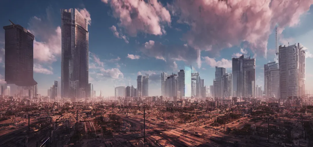 Image similar to tel aviv as an utopian cyberpunk city epic sky photography octane render hyper realistic detailed