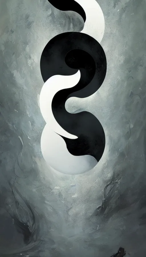 Image similar to Abstract representation of ying Yang concept, by Greg Rutkowski