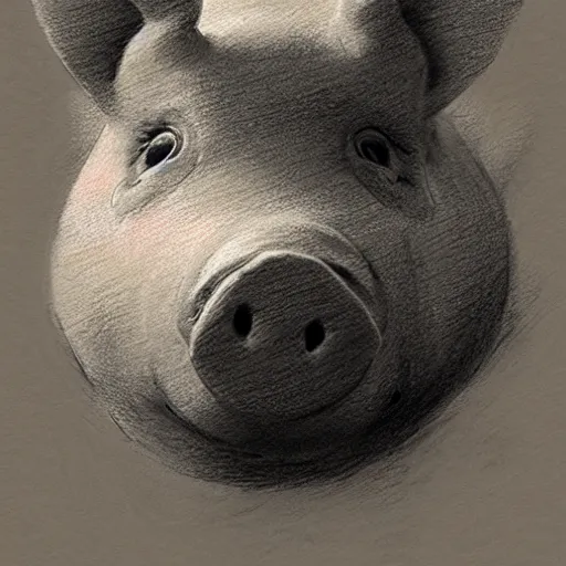 Image similar to pig face only, pencil drawing, pastel, by marc simonetti