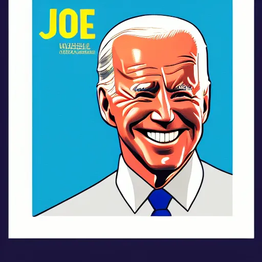 Image similar to smiling, happy, beautiful, intelligent, powerful, joe biden, loving eyes, fully clothed, wise, beautiful, dramatic lighting, sharp focus, by stanley artgerm and edward hopper, retro futurism, dramatic lighting, trending on artstation, flat colour, geometric curves, gradient filter, art deco patterns