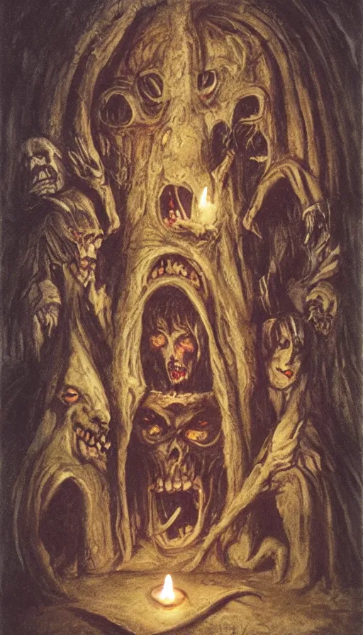 Image similar to dracula, gothic horror, by brian froud, candlelit catacombs