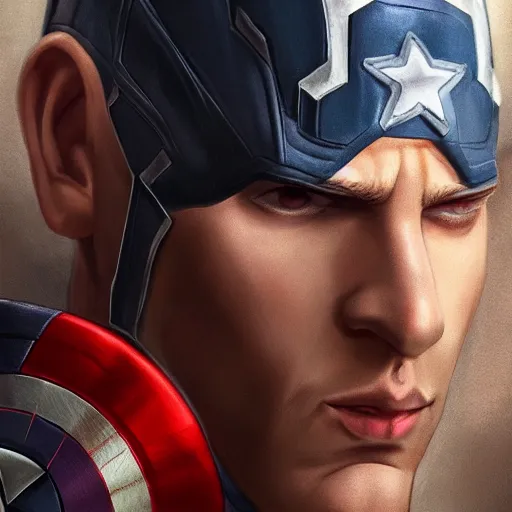 Image similar to captain america played by dani devito, face portrait, battle shot, hd shot, digital portrait, elegant, beautiful, fantasy art, artstation, comic style, perfect face