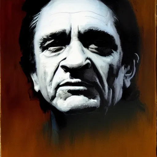 Image similar to portrait of johnny cash, 1 9 7 5, by jeremy mann.