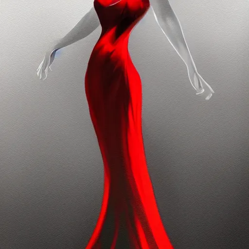 Prompt: beautiful woman in evening dress, grayscale painting with red dress, highly detailed portrait, digital painting, artstation, concept art, smooth, sharp foccus ilustration, Artstation HQ