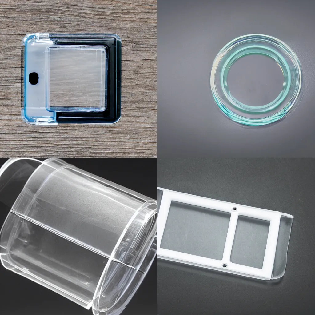 Prompt: a photo of a device made from clear transparent plastic and rubber