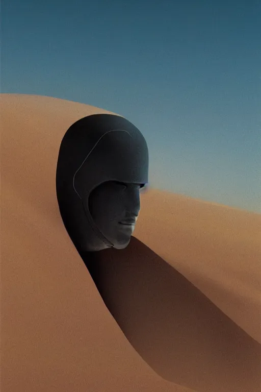 Prompt: closeup of a person in a black high tech dune stillsuit, in the desert, by James Gilleard, Zdzislaw Beksinski, intricate and epic concept art, highly detailed, 8k, cinematic, sharp focus