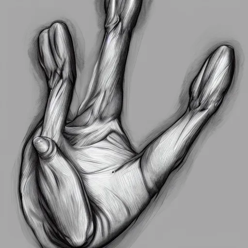 Prompt: anatomic study of an anthropomorphic fox hand with claws, anatomy hand study close up, digital art