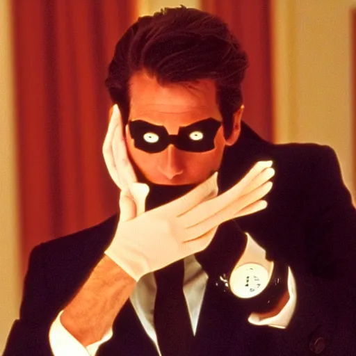 Image similar to Still of Patrick Bateman removing his venitian mask in Eyes Wide Shut (1999)