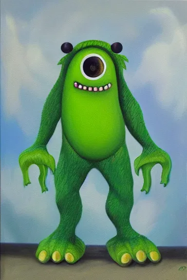Prompt: This is a monster, and its name is Greeny, oil painting without frame
