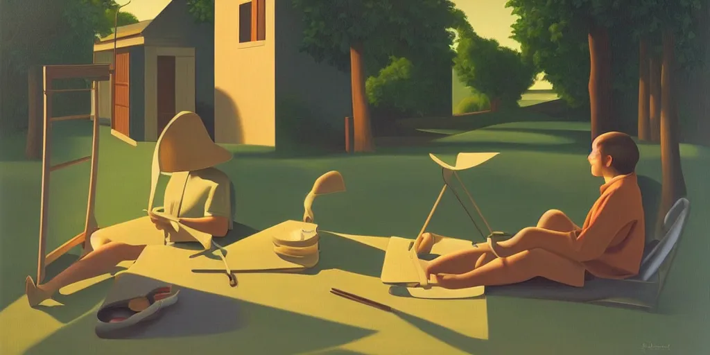 Prompt: the painter, summer evening, kenton nelson