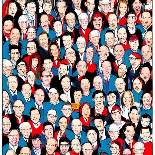 Image similar to where is bernie, in the style of a where's waldo