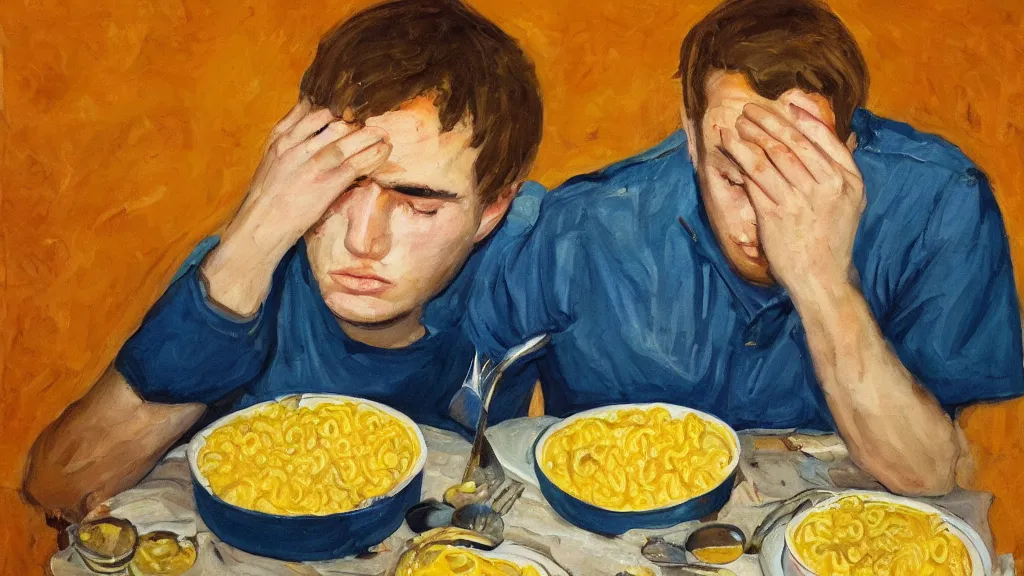 Image similar to mac and cheese soldierly portrait of a sad young dude 1 8 years old