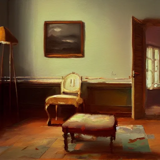 Image similar to a y 2 k room, oil painting, pale colors, high detail, 8 k, wide angle, trending on artstation,