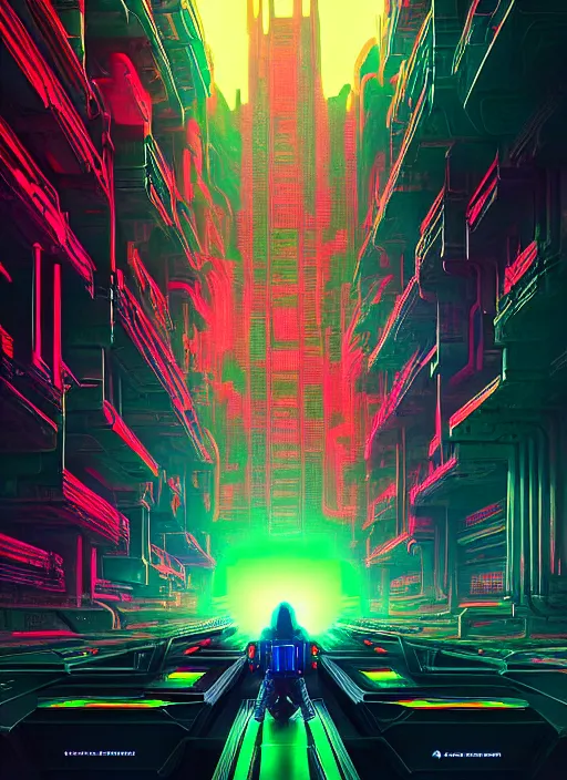 Image similar to poster of dr doom from inside wires futuristic city, beautiful neon drones, cinematic, highly detailed, photorealistic, rich bright colors, trending on artstation, giger, tsutomu nihei, trending on cgsociety, awe inspiring bruce pennington cityscape, digital art painting of 1 9 6 0 s