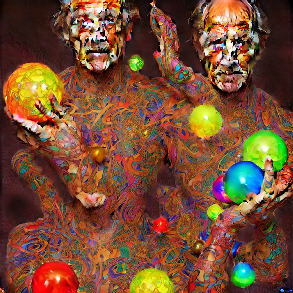 Image similar to bright psychedelic dr albert hoffman playing with BALLS, diffuse lighting, fantasy, intricate, elegant, highly detailed, lifelike, photorealistic, digital painting, artstation, illustration, concept art, smooth, sharp focus, art by John Collier and Albert Aublet and Krenz Cushart and Artem Demura and Alphonse Mucha