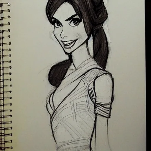 Image similar to milt kahl sketch of victoria justice with tendrils hair style as princess padme from star wars episode 3