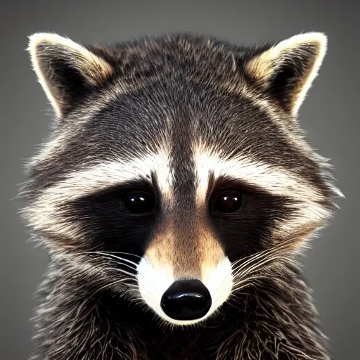 Prompt: a hyperrealistic octane render of a raccoon with camera lenses for eyes, photorealism, unreal engine, dramatic lighting, volumetric lighting, uplighting