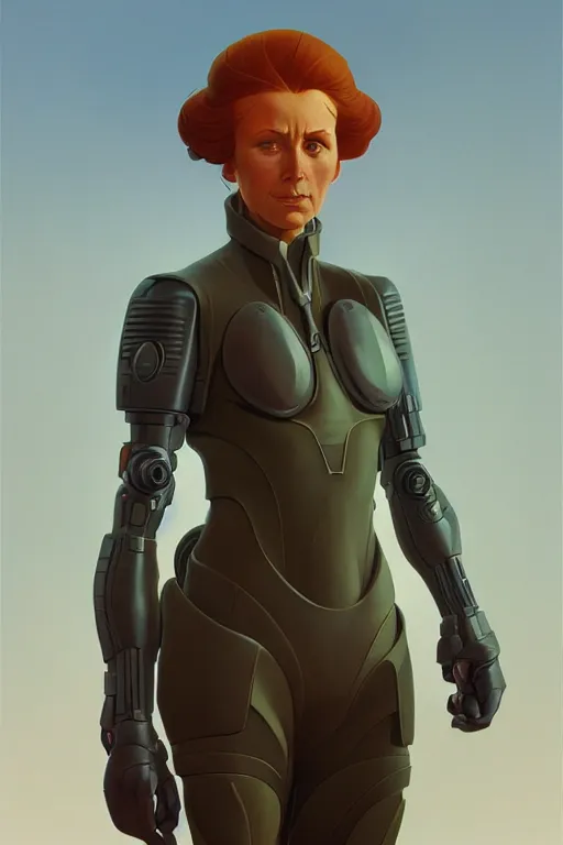 Image similar to a sci fi female character, highly detailed, digital painting, artstation, concept art, smooth, sharp focus, illustration, Unreal Engine 5, 8K, art by Ralph McQuarrie and Micheal Whelan and alphonse Mucha