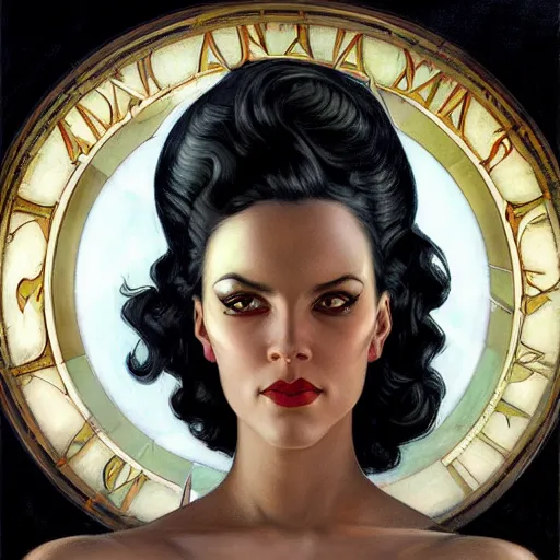 Image similar to a streamline moderne, ( art nouveau ), multi - racial portrait in the style of charlie bowater, and in the style of donato giancola, and in the style of charles dulac. intelligent, beautiful eyes. symmetry, ultrasharp focus, dramatic lighting, semirealism, intricate symmetrical ultrafine background detail.