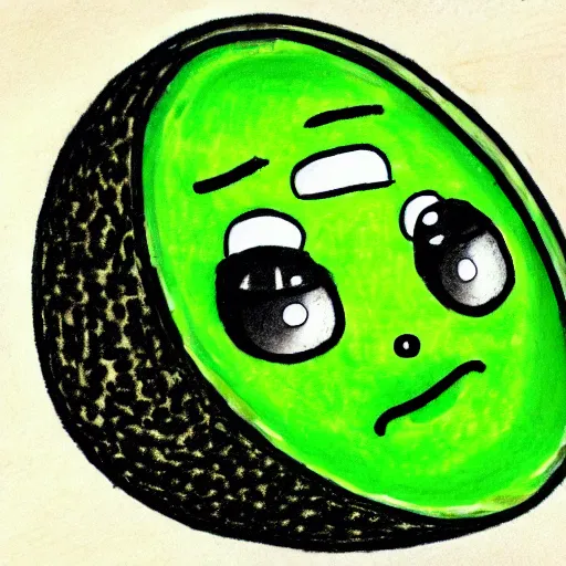 Image similar to drawing of avocado with cute smile face kawai art