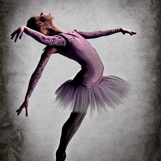 Image similar to prima ballerina, digital art, post apocalyptic, fantasy, calligraphy