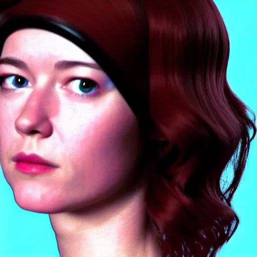 Image similar to renaissance portrait of youth mary elizabeth winstead as ramona flowers, rendered with 3 d effect.