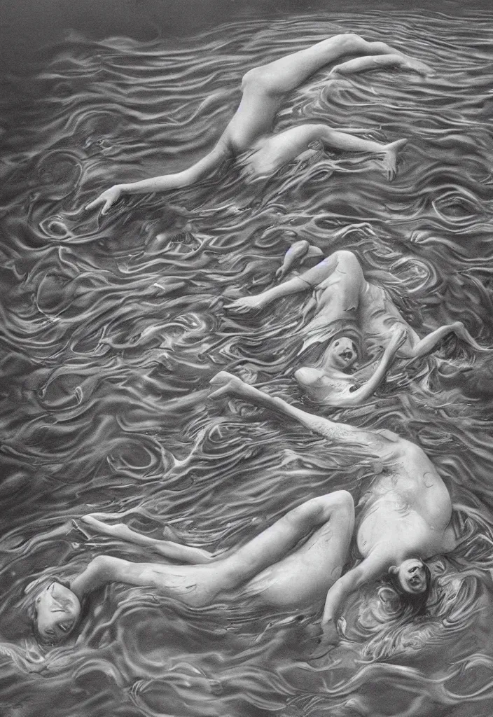 Image similar to highly detailed surrealist art about drowning slowly