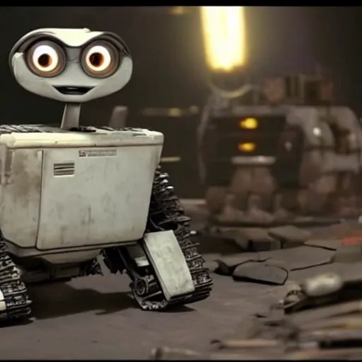 Prompt: wall-e creates the atom bomb