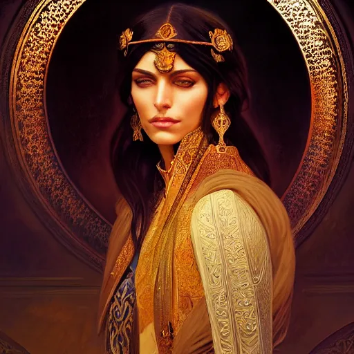 Image similar to Beautiful portrait of a Persian Prince who is an architect, handsome, face painting, attractive young man, architecture, dramatic lighting, intricate, wild, highly detailed, digital painting, artstation, persian style architecture, concept art, smooth, sharp focus, illustration, art by artgerm and greg rutkowski and alphonse mucha, footage from space camera