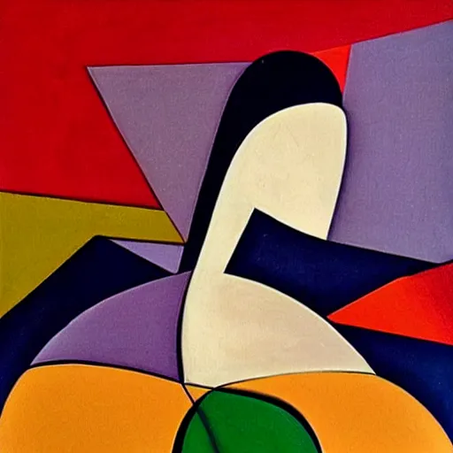 Image similar to woman woman as the natural landscape, her curves form the mountains and rivers of this land , high quality art in the style of cubism and georgia o’keefe,