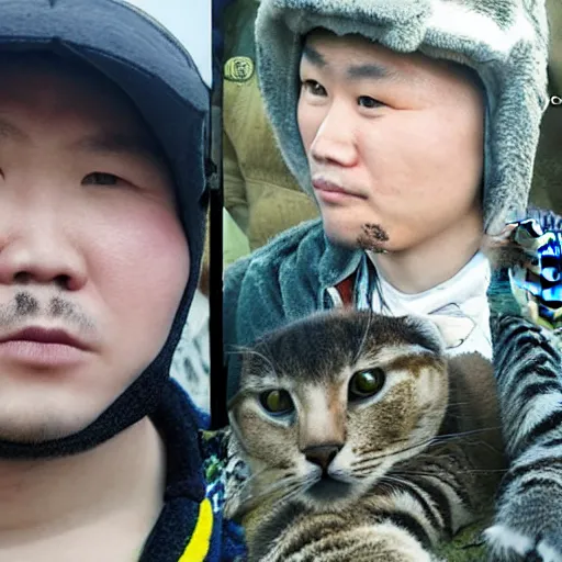 Prompt: serious looking yakut who loves to hunt, to play online games, driving a bike and love cats