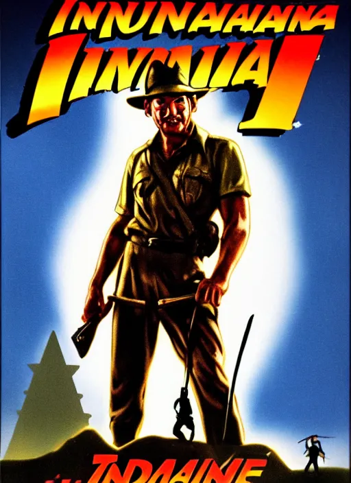 Prompt: 1 9 8 6 poster for indiana jones and the ocarina of time