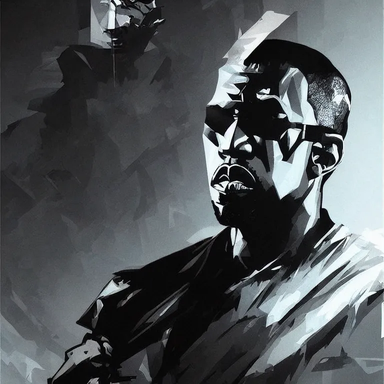 Prompt: kanye west. in style of yoji shinkawa and hyung - tae kim, trending on artstation, dark fantasy, great composition, concept art, highly detailed, dynamic pose, vibrant colours.