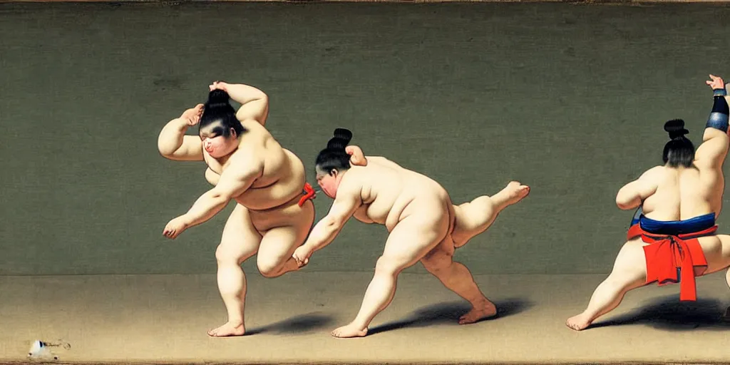 Prompt: Yokazuna Sumo Trapeze, Jacques-Louis David