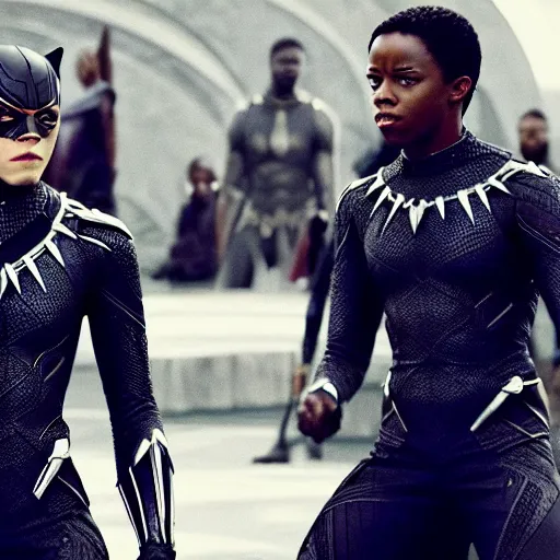 Prompt: Emma Watson as Black Panther