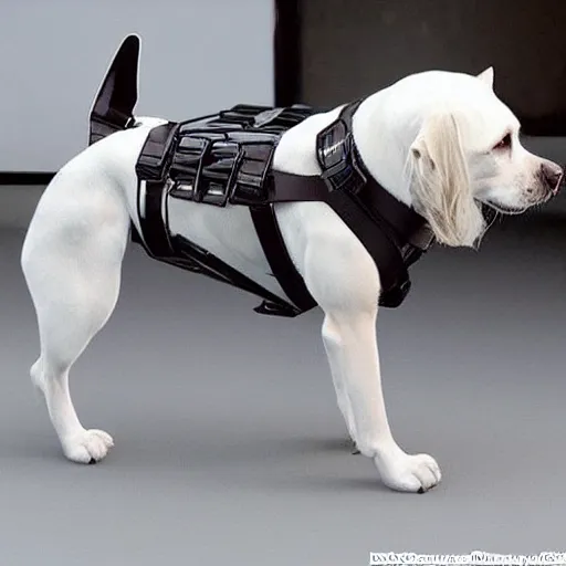 Prompt: a beatiful and elegant android dog with a beautiful, intriicate, detailed, elegant, ornate exoskeleton