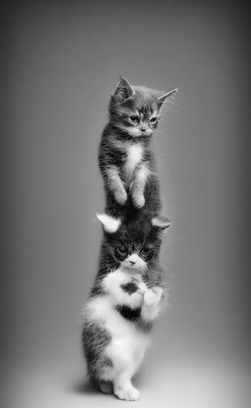 Image similar to Award winning Editorial photo of an adorable kitten standing on the back of a calm and happy duckling by Edward Sherriff Curtis and Lee Jeffries, 85mm ND 5, perfect lighting, gelatin silver process