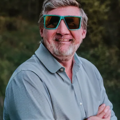 Prompt: portrait photo of neaderthal with sunglasses