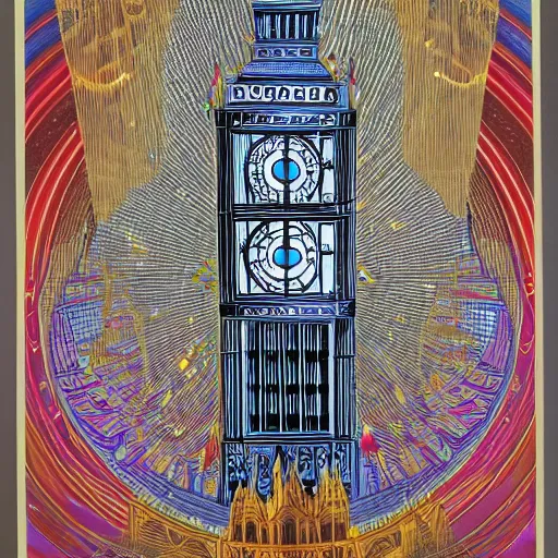 Prompt: big ben by fred tomaselli and joe fenton