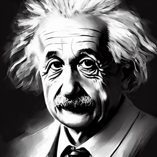 Image similar to a portrait of Albert Einstein by Greg Rutkowski, digital art, horror, chiaroscuro, trending on artstation, anime arts, featured on Pixiv, HD, 8K, highly detailed, good lighting, beautiful, epic, masterpiece