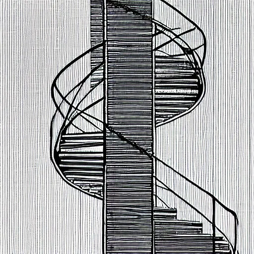 Image similar to an infinite staircase, one-line drawing