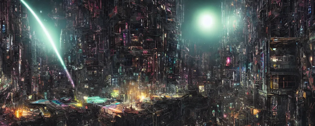 Prompt: ühoto of a black hole is destroying a gothic cyberpunk City
