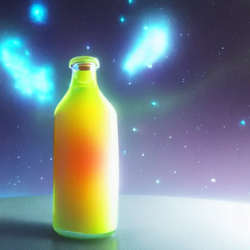 Prompt: nebula in a glass bottle, 4 k, unreal engine, octane render