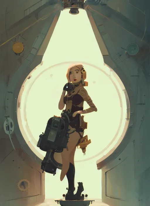 Image similar to portrait of cute maiden girl, steampunk by atey ghailan, by greg rutkowski, by greg tocchini, by james gilleard, by joe gb fenton, by in kaethe butcher, dynamic lighting, gradient light yellow, brown, blonde cream and white color in scheme, grunge aesthetic