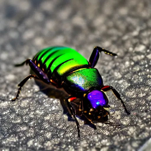 Image similar to insects made of iridescent water, macro, sharp focus