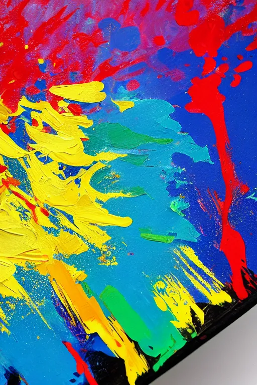 Image similar to table tennis art, paint splatters colorful