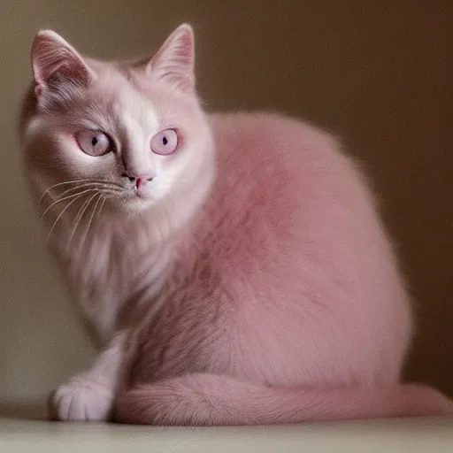Prompt: pale pink cat