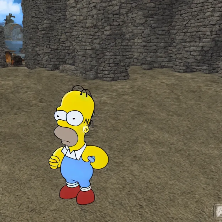 Image similar to screenshot of homer simpson in skyrim