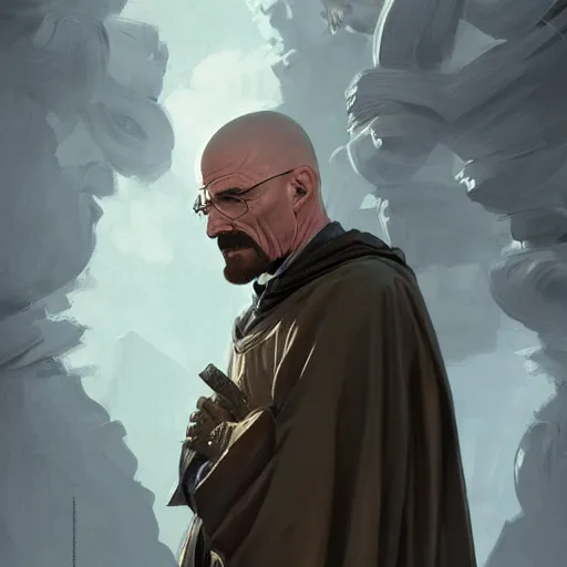 Prompt: Walter White dressed in medieval fashion, D&D, fantasy, intricate, elegant, highly detailed, digital painting, artstation, concept art, matte, sharp focus, illustration, art by Artgerm and Greg Rutkowski and Alphonse Mucha
